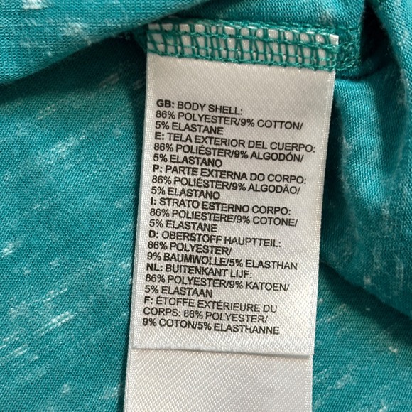 The North Face Womens small V Neck Short Sleeve Marled Teal Gray Raglan T Shirt - Picture 6 of 9